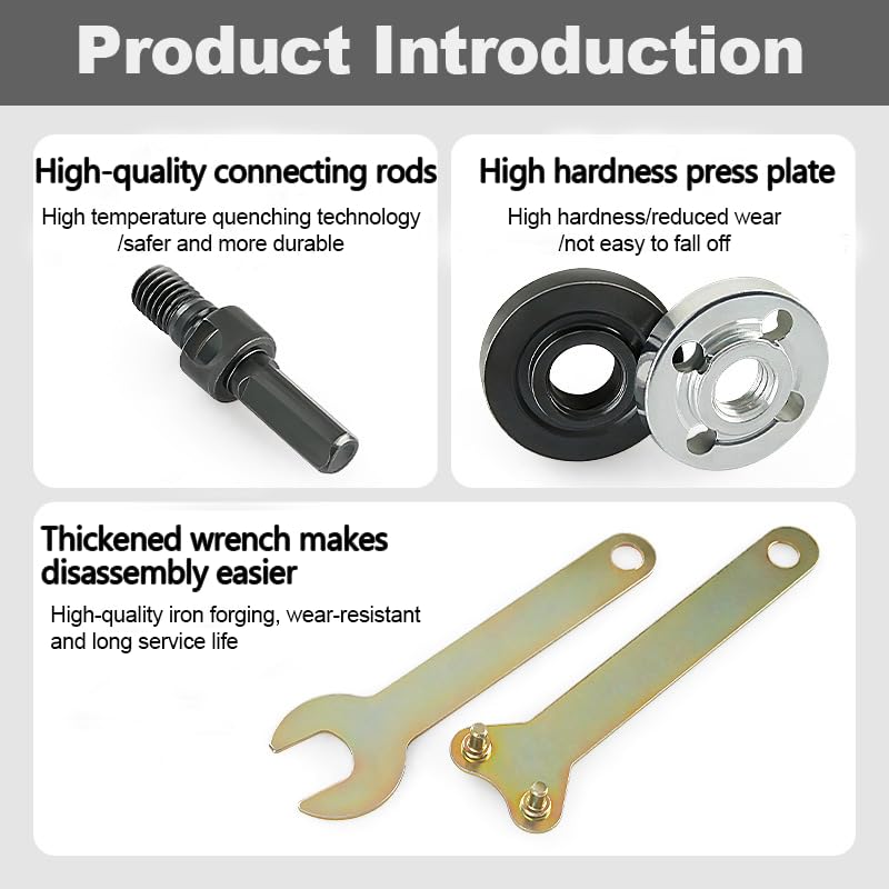 DICSINM Electric Drill Angle Grinder Connecting Rod Set, Angle Grinder Tool Drill Arbor Mandrel Adaptor with Replacement Grinders Flange Nuts, Flange Nuts and Spanner Wrench for 10 to 13 mm (2 Set) - Image 4